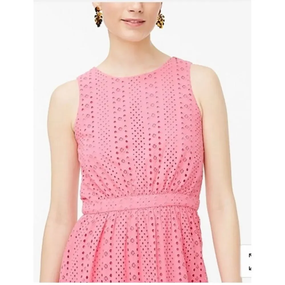 J.‎ Crew Pink Eyelet Lace Lined Midi Dress Size 6 Classic Ruffled Preppy - Picture 3 of 11